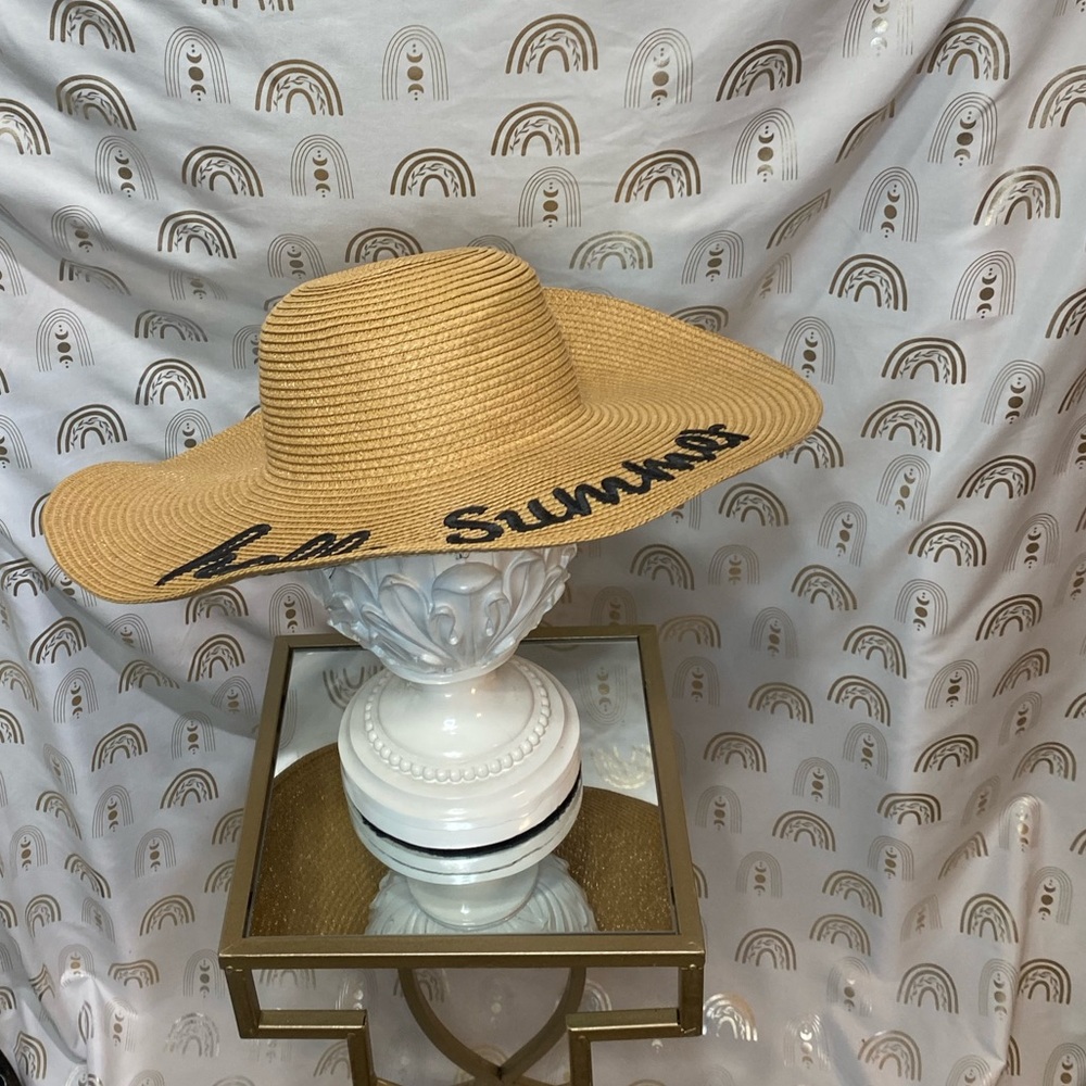 Chic Tan Straw Hat with Black Detail